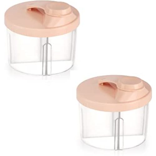Accmor Baby Formula Dispenser On The Go, Non-Spill Rotating Four-Compartment Formula Container to Go, Milk Powder Kids Snack Container for Infant Toddler Travel Outdoor, Pink, 2 Pack