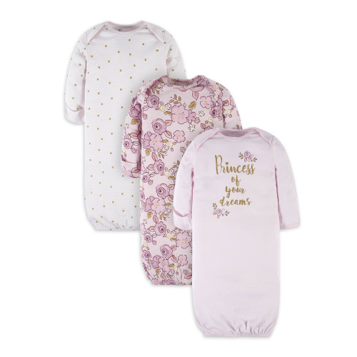 Gerber Baby Girl Gowns, 3-Pack (0/6 Months)