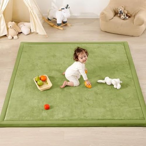1.3" Thick Baby Play Mat for Floor,59x79 Large Memory Foam Tummy Time Mat