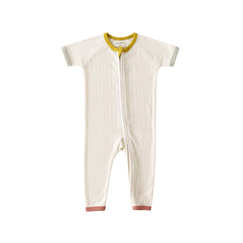 Pointelle Short Sleeve Sleeper - Rainbow