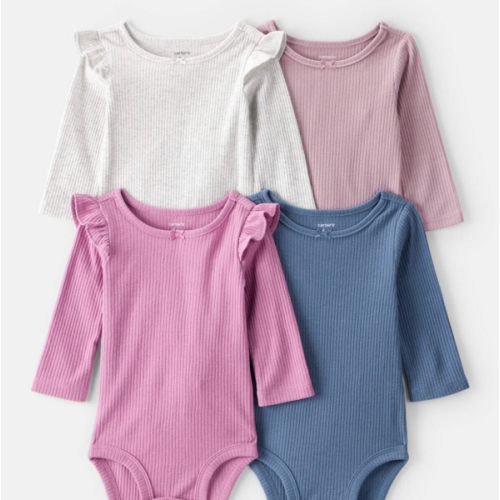 Baby Girl 4-Pack Long-Sleeve Multipack Bodysuits | Carter's 3-6 Month
