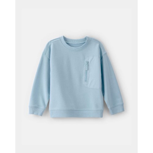 Toddler Boy French Terry Zipper Pullover Sweatshirt - Blue | Carter's