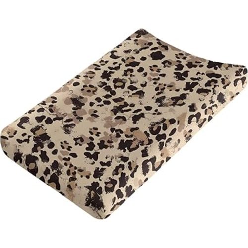 Leopard Print Diaper Change Table Covers Easy to Install Girl Changing Pad Cover with Elastic Edge Easy to Install Cradle Mattress Sheets for All Season