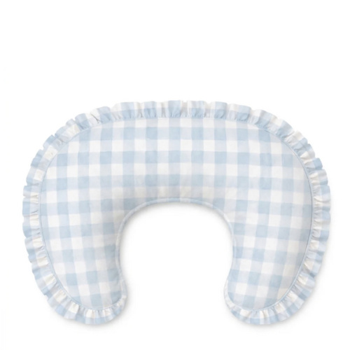 Blue Checkered Ruffle Nursing Pillow Cover