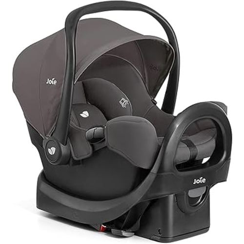 Joie Rue Lightweight Infant Car Seat & Anti-Rebound Base –Side-Impact Protection, 5-Point Harness, and UPF 50+ Canopy for Newborns and Infants (Thunder)