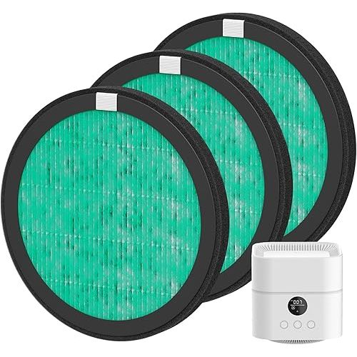 3 Pack HEPA Replacement Filters Compatible with HomBreez Air Purifier and Humidifier Combo (WG-03/WG-03-S/F-WG), 4-Stage Filtration System Filters