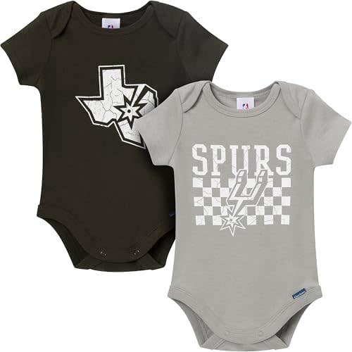 Gerber unisex-baby NBA Team 2 Pack Short Sleeve Onesie Bodysuits
