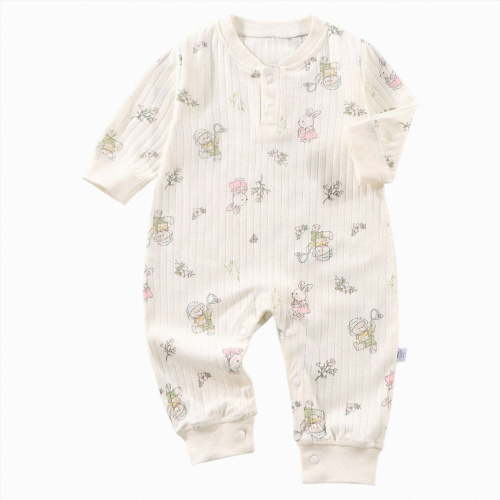 0-3 Months Infant One-Piece Romper Baby Long Sleeved Bodysuits Newborn Clothes Boys And Girls Underwear Pajamas Rompers And Home Clothes Beige Infant Gift