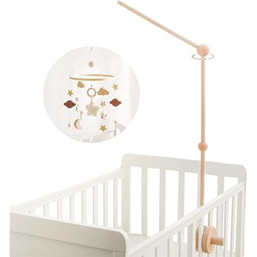 IEATFO Baby Crib Mobile Arm - 92CM Wooden Mobile Arm Upgraded Adjustable Bed Bell Holder forHanger Baby Crib Attachment Nursery Decor