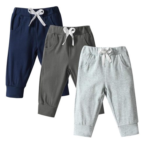 DREAM BUS Pack of 3 Toddler Jogger Pants with Pocket Toddler Boy Sweatpants Baby Boy Pants Infant Newborn Leggings
