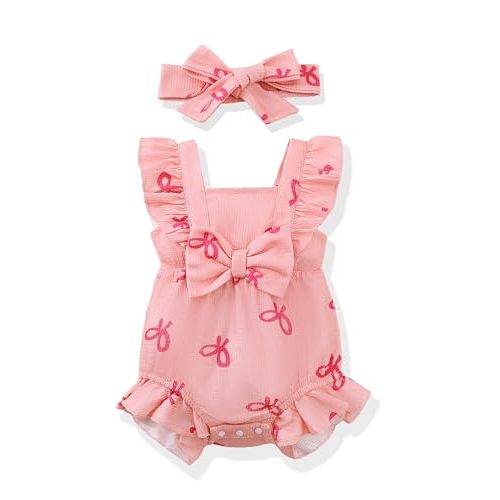 Renotemy Newborn Baby Girl Clothes Coming Home Outfits Preemie-18Months | Preemie Baby Girl Summer Outfit, Infant One-Piece Romper, Ruffle Sleeve Jumpsuit, Newborn Going Home Photography Outfits Girl