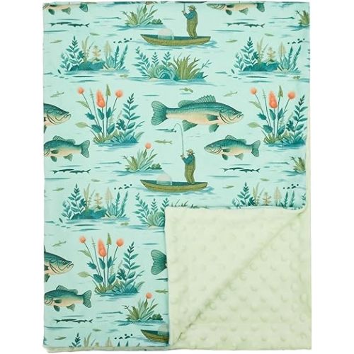 Baby Blanket for Boys Girls Super Soft Double Layer Minky with Dotted Backing Cute Cow Crib Receiving Blanket Bed Throws for Newborns Nursery Stroller Toddler 30 x 40 Inch (Fish)