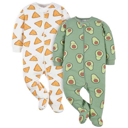 2-Pack Zip Footies, Avocado & Chips