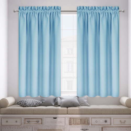 Kbndieu Blackout Curtains for Bedroom, Thermal Insulated, Energy Saving & Noise Reducing Curtains for Living Room/Kitchen (Light Blue, 38 inches Width x 72 inches Length Each Panel)