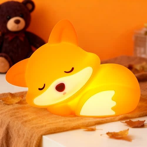 Fox Night Light, Cute Fox Lamp, Silicone Dimmable for Baby Nursery