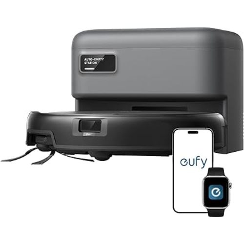 eufy C10 Robot Vacuum Self Emptying, 8 Weeks Hands Free, Advanced Smart Mapping with LiDAR Navigation, 2.85-Inch Slim Design, Powerful Suction, Edge Expansion Brush for Pet Hair, Carpet Detection