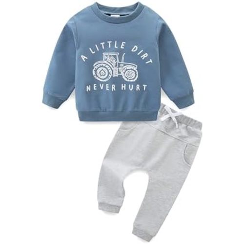 Baby Boy Clothes Fall Winter Long Sleeve Sweatshirt with Pants Set Toddler Cute Letter Print Outfits