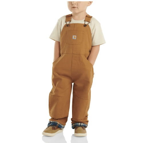 Kids' Canvas Bib Overall Flannel-Lined (Infant/Toddler) | Carhartt Brown | Carhartt