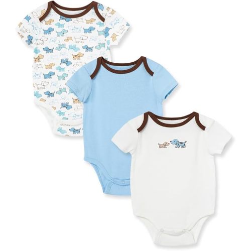 Little Me Clothes for Baby 3-Pack 100% Cotton Scratch Free Tag Bodysuits, Newborn to 9 Months