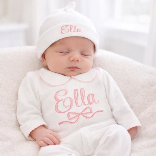 Personalized Baby Girl Coming Home Outfit,  Coquette Newborn Footie