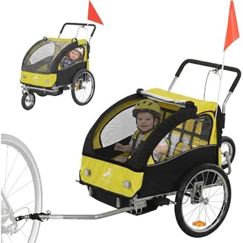 Aosom Elite 360 Swivel Bike Trailer for Kids Double Child Two Wheel