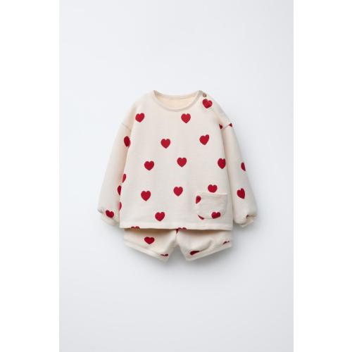 HEART PRINT SWEATSHIRT AND BERMUDA SET - Light ecru | ZARA United States