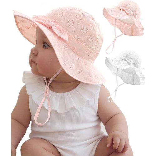 FURTALK Sun Hat for Baby Girls Toddler Summer Beach Hats with Wide Brim Cotton Sun Protection Travel Essentials