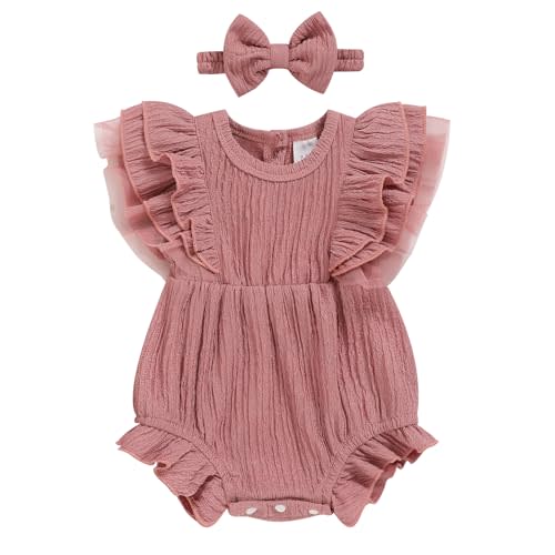 TITKKOP Ruffle Bubble Romper for Baby Girl | One-Piece Shorts Jumpsuit | Summer Outfit & Dress for Infants 0-18M