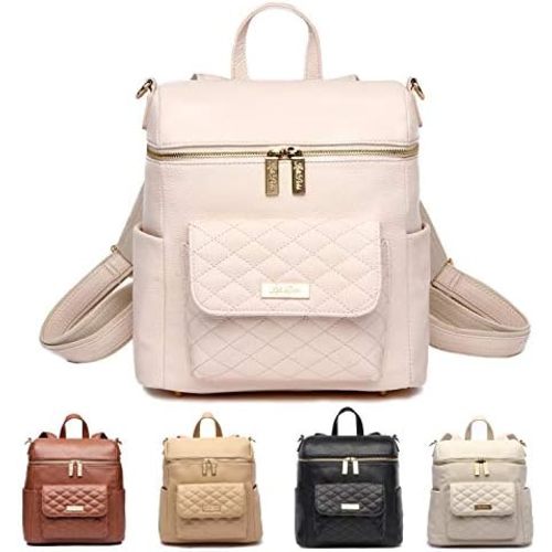 Petit Monaco Diaper Bag Backpack by Luli Bebe - Designer Modern Vegan Leather Mini Backpack with Gender Neutral Design, Cute Pastel Pink
