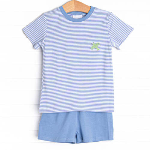 Jet Stream Pima Embroidered Short Set, Blue – Stitchy Fish
