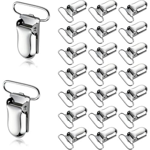 25 PCS 1" Suspender Clips Metal Pacifier Clip Holder