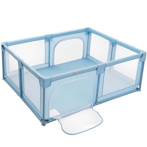 Babyjoy Toddler Playpen - Large Indoor/Outdoor Safety Activity Center with Panels & Gate, Blue