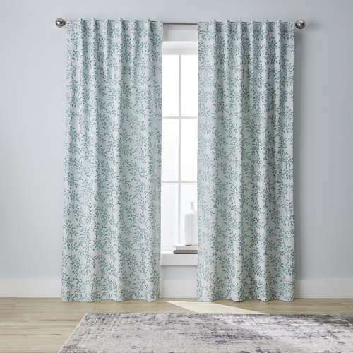 Better Homes & Gardens Leaves Rod Pocket Blackout Curtain Panel, 1-Piece, Green, 50" W x 84" L