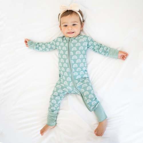 Rainbow Super Soft Bamboo Zipper Romper Pajamas | MIOZING