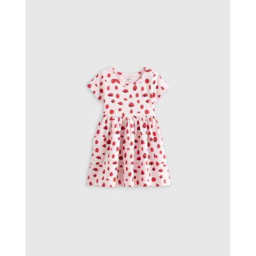 Organic Cotton Fit and Flare Pocket Dress - Baby Girl in Ladybug