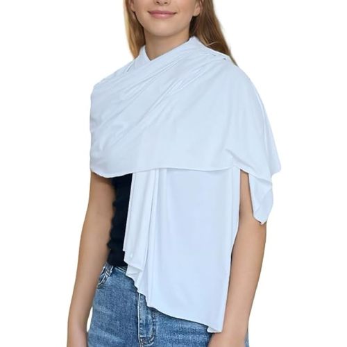 UPF 50+ Sun Protection Beach Wraps and Pashminas for Women Travel Scarf Blanket Outdoor Summer UV White Shawl