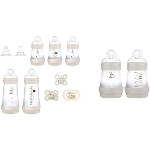 MAM Newborn Essentials 10-Piece Gift Set and 2 Count Easy Start Anti Colic 5 oz Baby Bottles
