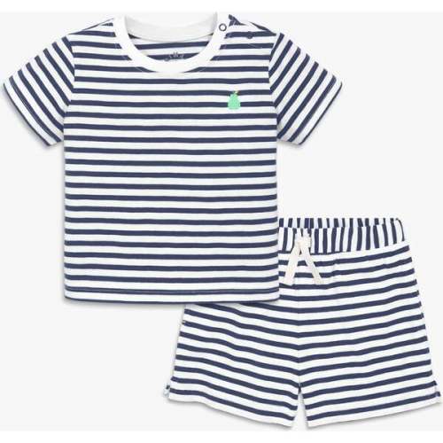 Baby Stripe Embroidered Set, Sunwashed Navy White Stripes - Primary | Maisonette
