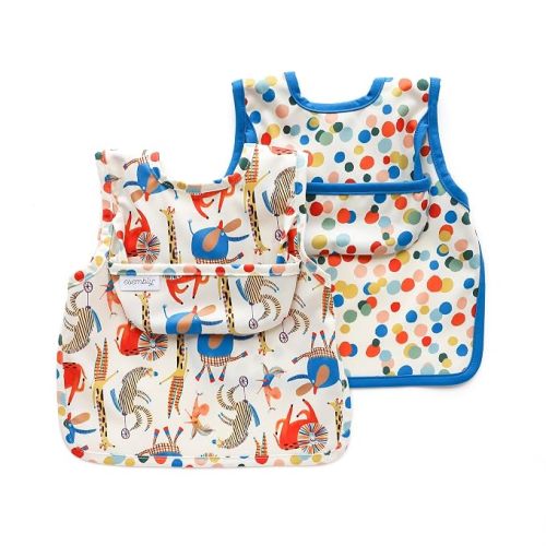 Esembly Bib for Baby, Waterproof 2 pack - Circus + Funfetti, Size 1