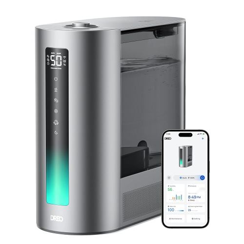 Dreo 6L Humidifiers for Bedroom, Smart Warm & Cool Mist for Large Room, 60Hr Quiet Runtime for Baby, Plant, Humidity Sensor, Indicator Light, 12H Timer, Google/Alexa, HM713S