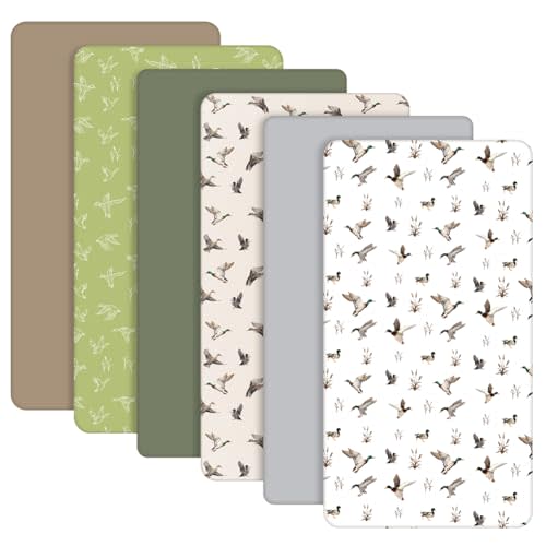 Crib Sheets for Baby Unisex, 6 Pack Mallard Duck Baby Crib Fitted Sheet 52 x 28 x 8 Inches Muslin Fitted Sheets for Newborn Bedding Nursery Standard Mattress Gift Set