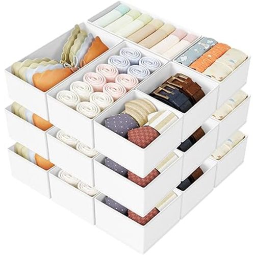 DIMJ Drawer Organizer Clothes Storage - 18 Pack Baby Dresser Organizer for Nursery, Foldable Drawer Dividers for Bedroom Closet Organization, Fabric Storage Bins for Socks, Underwears, Bras