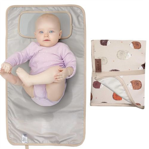 HAMUR HOME Portable Baby Changing Pad – Waterproof, Foldable & Lightweight Travel Mat – Soft & Machine Washable Diaper Changer – Compact & Durable(Urchin)