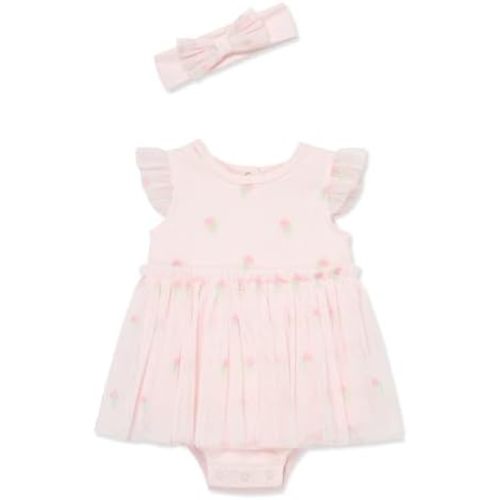 Little Me Clothes for Baby Girls' Popover Bodysuit Dress and Headband Set, 3-12 Months