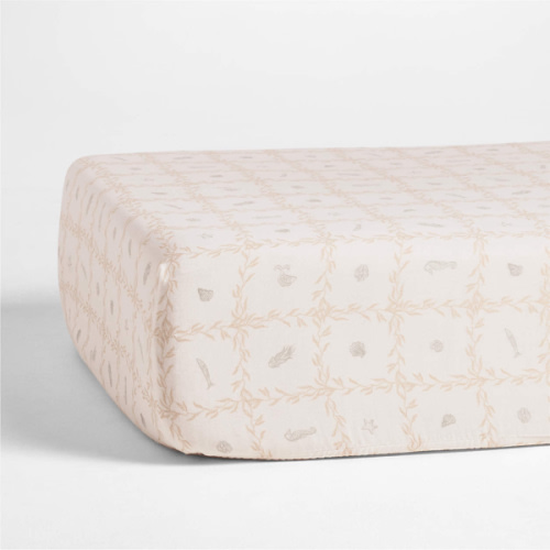 Lulot Green Seasape Supersoft Organic Cotton Baby Crib Fitted Sheet by Jake Arnold