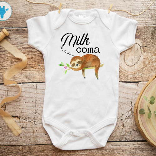 Milk Coma Onesie - Sloth Baby Clothes - Baby Shower Gift - Cute Baby Bodysuit Cute Baby Onesie, BABY BODYSUIT LAT 4424
