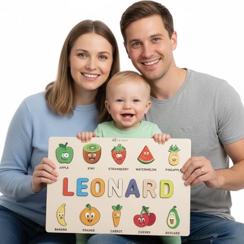 Personalized Name Puzzle for Toddlers 1-3, Customized Baby Girl Gift, Custom Baby Boy Gift, Wooden Name Puzzle for Kids, Custom Baby Stuff, Baby Nursery Room Decor - Set 4