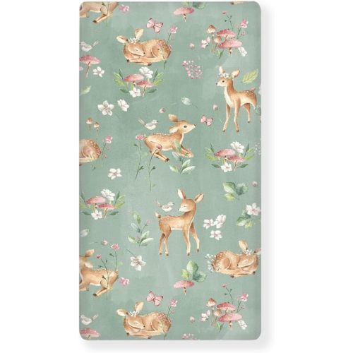 Woodland Fawn Fitted Crib Sheet Baby Deer Standard Crib Mattress Fitted Sheet Forest Animals Toddler Bed Mattress Sheets for Boys Girls 28"x52"