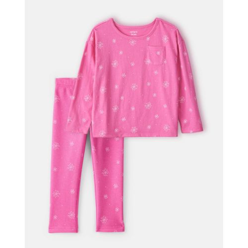 Toddler Girl 2-Piece Snowflake Top & Stretch Cozy Leggings Set - Pink | Carter's