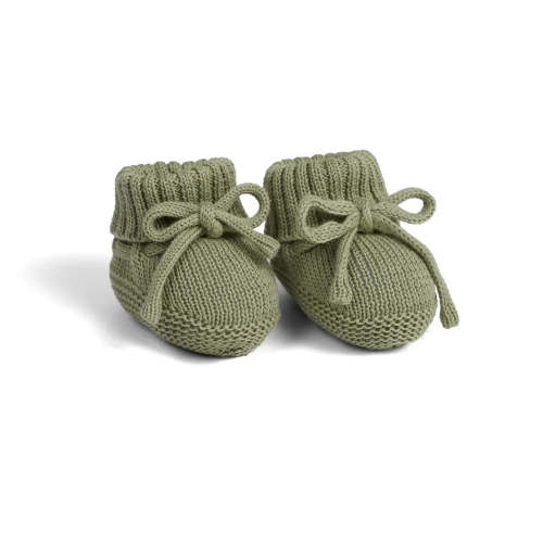 Knitted Booties in Sage Green